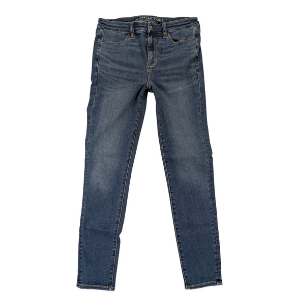 American Eagle Hi Rise Jegging Jeans Womens 10 Blue Denim Stretch 90s Preppy y2k - Picture 2 of 12
